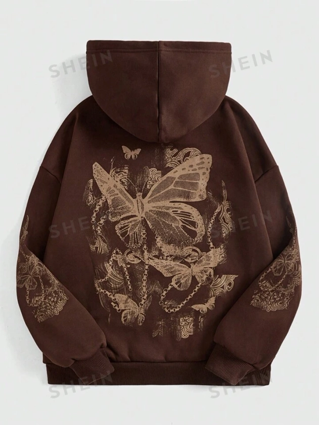 ROMWE Fairycore Women's Butterfly Printed Hoodie for Sale Australia| New Collection Online| SHEIN Australia