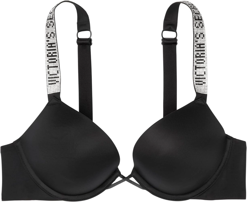 Victoria's Secret Bombshell Shine Strap Push Up Bra, Add 2 Cups, Plunge Neckline, Lace, Bras for Women, Very Sexy Collection, Black (36A)… at Amazon Women’s Clothing store