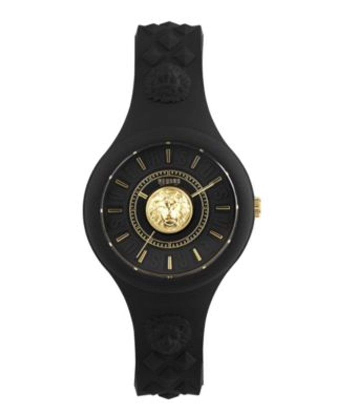 Versus Versace Women's 3 Hand Quartz Fire Island Black Silicone Watch, 39mm
