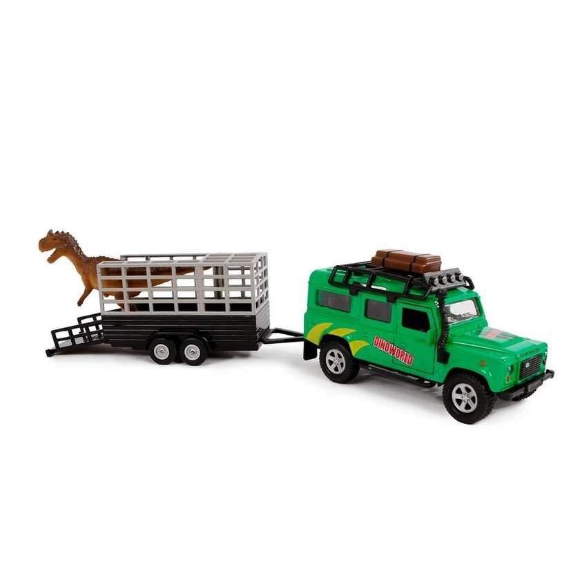Toys Amsterdam Modellauto Land Rover Dino Transporter Modellauto mit Dinosaurier, Material: Kunststoff und Metall