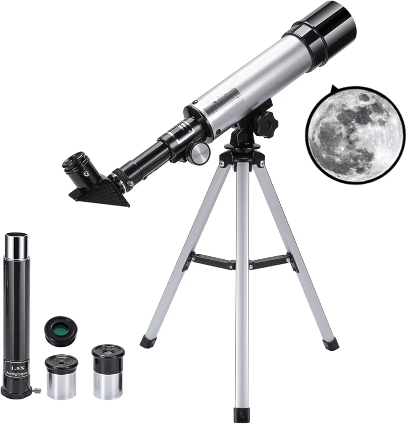 Telescope Astronomique Enfant, Uverbon Télescope pour Astronomie Télescope Zoom 90X HD Spatial Monoculaire Extérieur avec Trépied Réglable pour Les Enfants Adulte Débutant