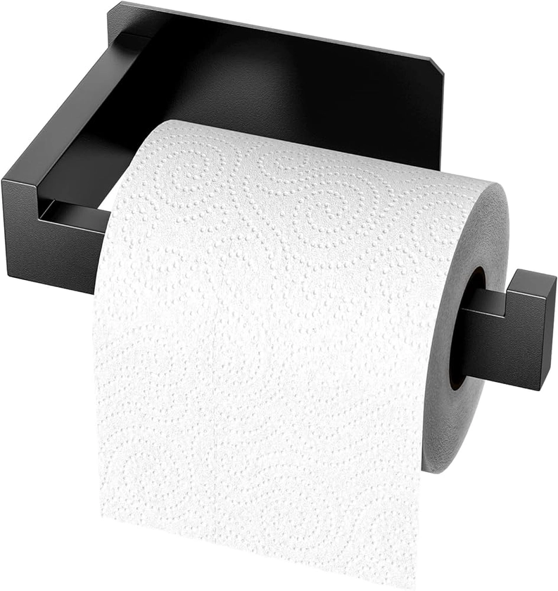 Firschoie Porte Papier Toilette, 14 cm Porte-Papier Toilette Auto-adhésif, Support Papier Toilette en Acier Inoxydable, Porte-Rouleau Mural, Porte-mouchoirs pour Salle de Bain, Cuisine, Salon(Noir)