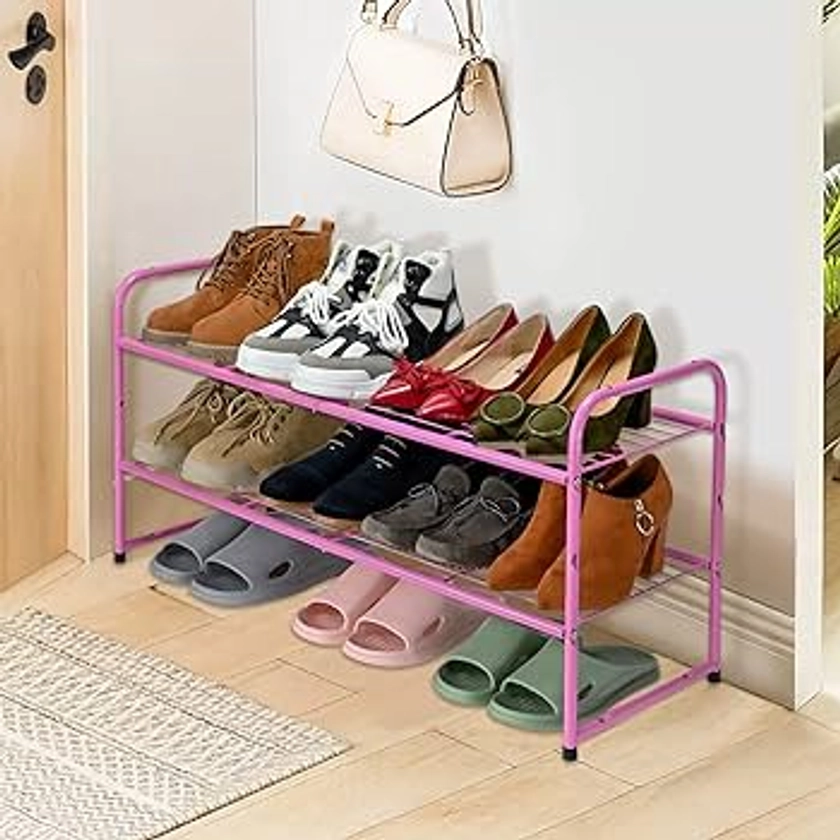 Amazon.com: SUFAUY 2-Tier Stackable Shoe Rack Organizer Storage Shelf, Pink : Home & Kitchen