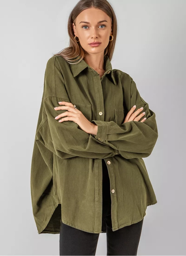 Khaki koszula oversize Eris w sklepie DeeZee.pl