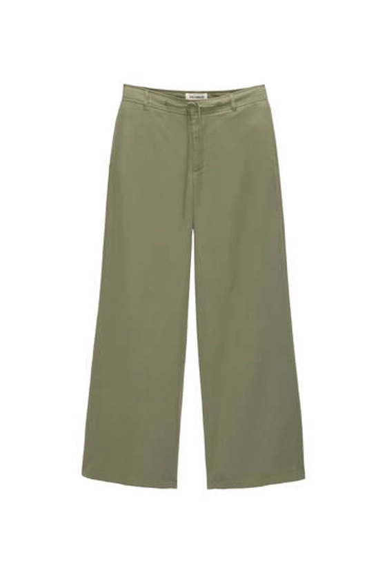 Pantalon large vert kaki - pull&bear