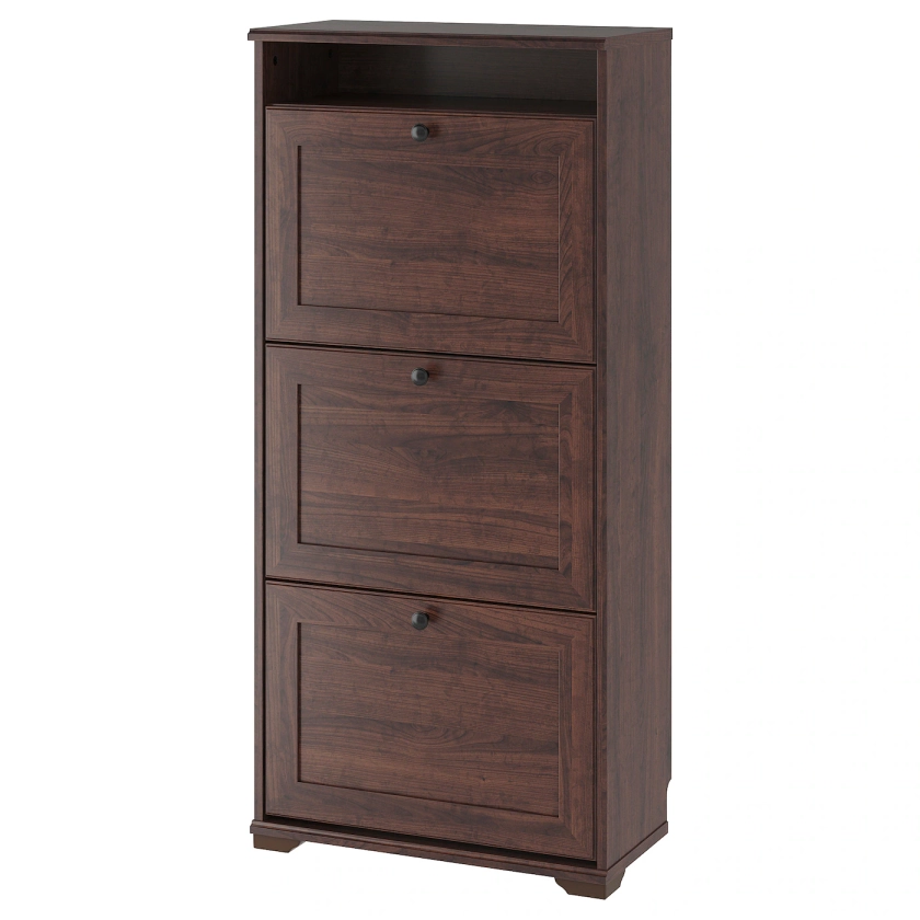 BRUSALI shoe cabinet with 3 compartments, brown, 24x113/4x511/8" - IKEA