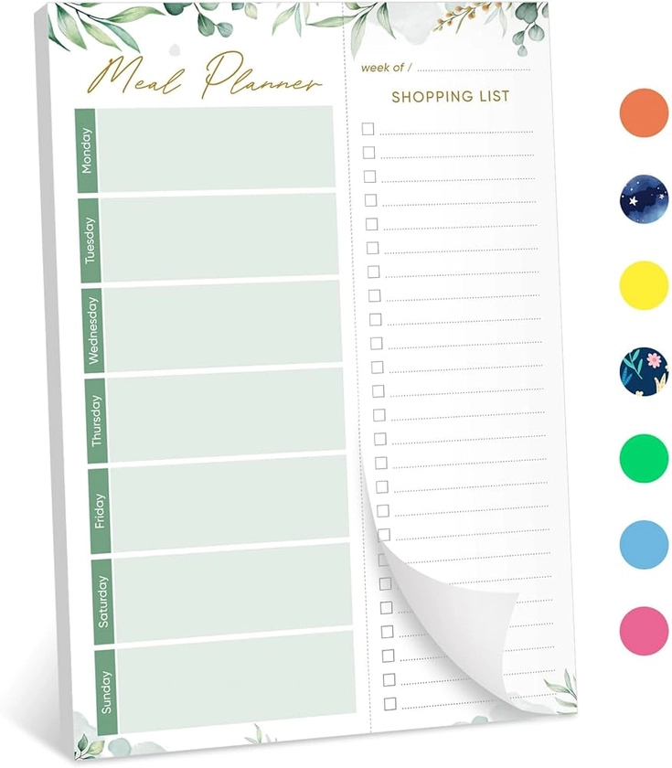 Amazon.com : Magnetic Meal Planner and Grocery List for Fridge, 52 Undated Sheets Meal Planning Pad with Tear Off Shopping List, Simplify Your Weekly Menu and Reduce Food Waste with the Meal Planner Notebook - : Office Products