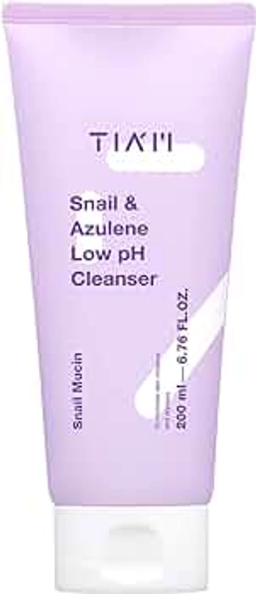 TIAM Snail&Azulene Low pH Cleanser, Gel Facial Cleanser, Snail Secretion Filtrate, pH Balancing, Anti Acne, Breakouts Treatment, Sensitive Skin, 6.76 Fl.Oz