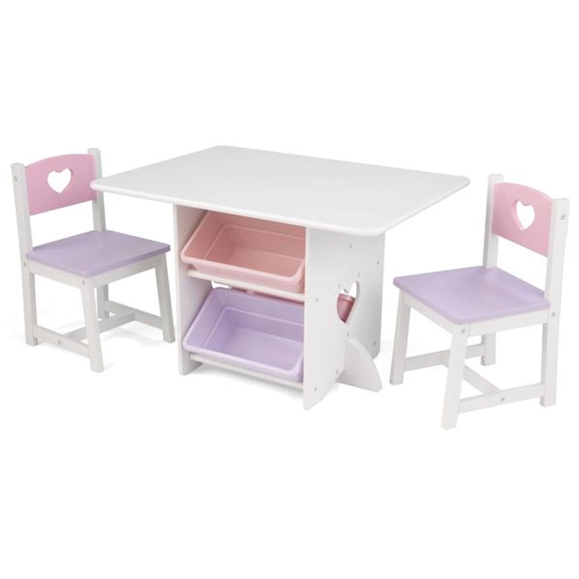 KidKraft® Sæt med bord- og stole hjerter hvid/lyserød
