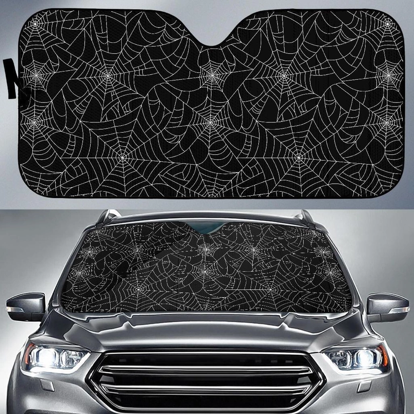 Black Spider Web Pattern Print Car Sun Shade