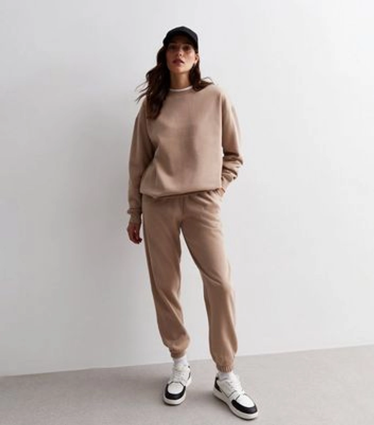 Camel Cotton-Blend Cuffed Joggers