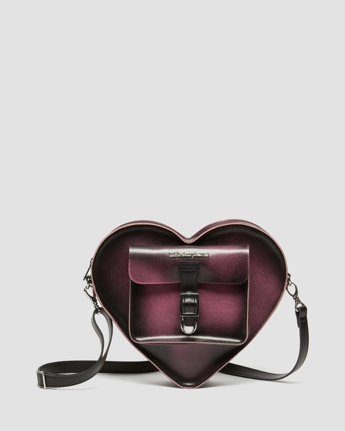 Heart Shaped Distressed Look Leather Bag in Black | Dr. Martens