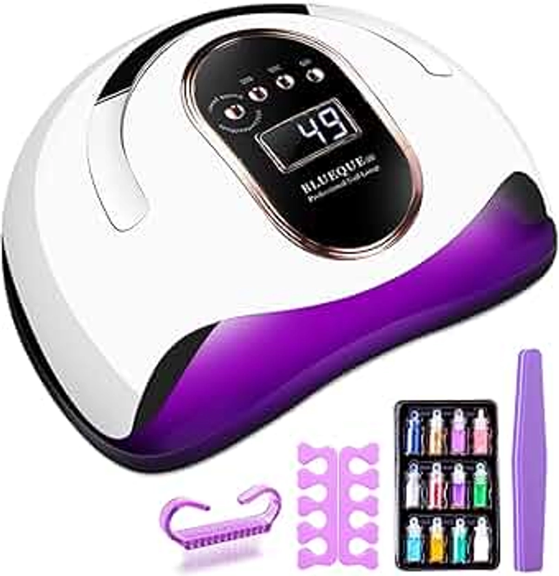 JOYBOY Lampe UV Sèche Ongles,168W LED Séchoir Professionnel,4 Minuteries10/30/60/99S,Base Démontable,LCD Ecran Intelligent pour Toutes Les Gels