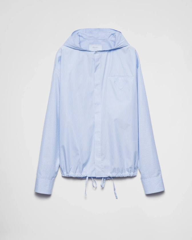 Chemise à Capuche En Coton Bleu Ciel  | PRADA