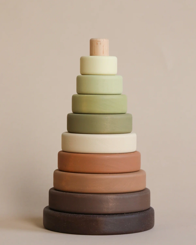 Wooden Pyramid Stacker - Olive