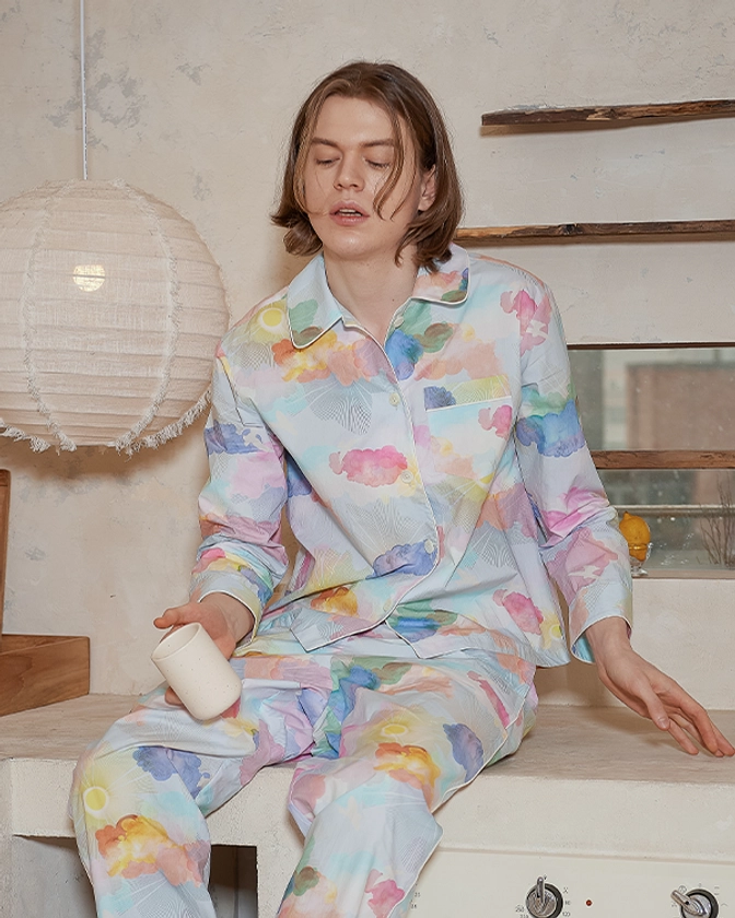 [COTTON] Watercolor Sky Cotton Pajama Set - 2DREAMERS