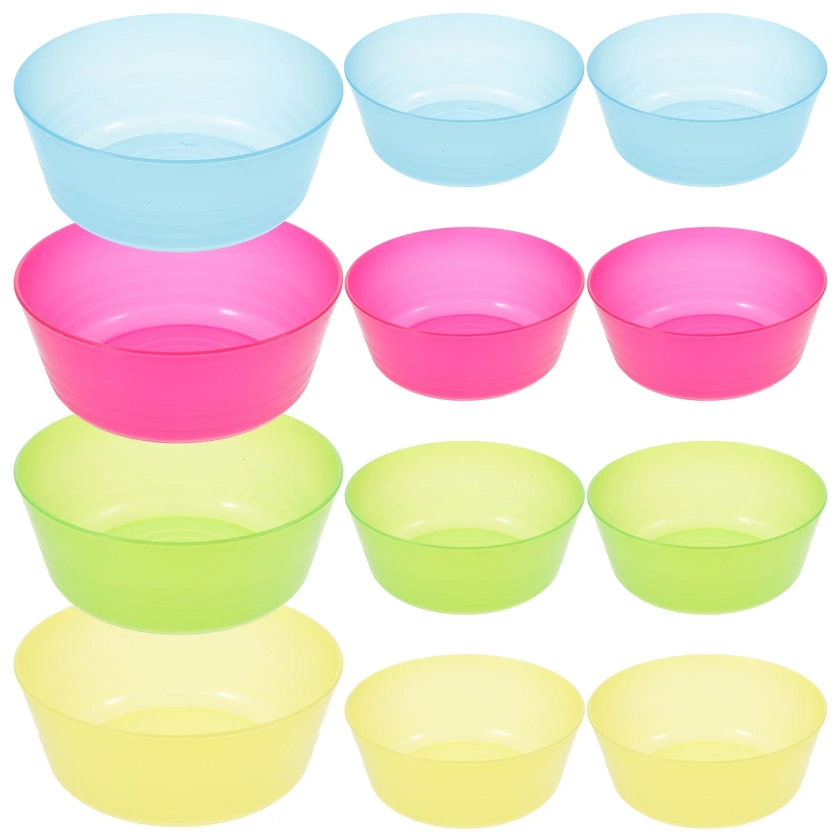 NUOLUX 12pcs Plastic Bowls Cereal Bowls Snack Serving Bowls Kids Bowls Toddler Bowls