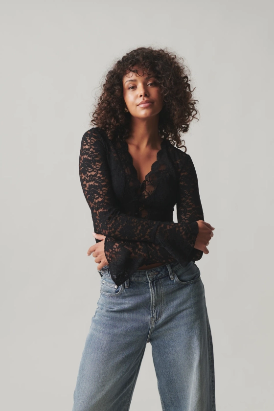 Lace top - Black - Women - Gina Tricot