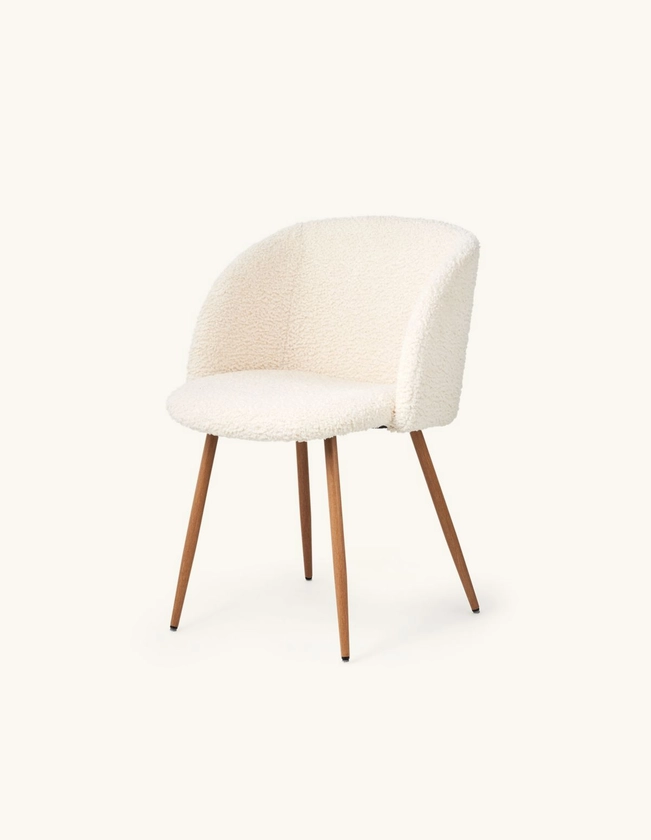 Fauteuil en tissu tout doux | Polyester/polyuréthane/acier. 54 x 47 x 81 cm. | Off White