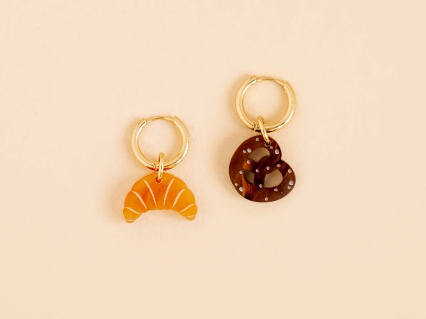 Croissant and Pretzel Earring Set