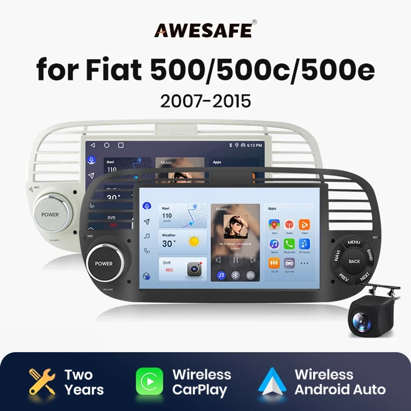 AWESAFE-Autoradio Android 12, 7 Pouces, Navigation GPS, Carplay, Universel, pour Abarth 500, 2007, 2008, 2009 - AliExpress 34