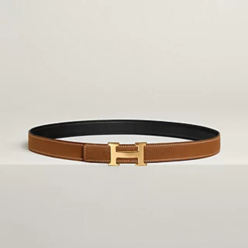 Mini H belt buckle & Reversible leather strap 24 mm