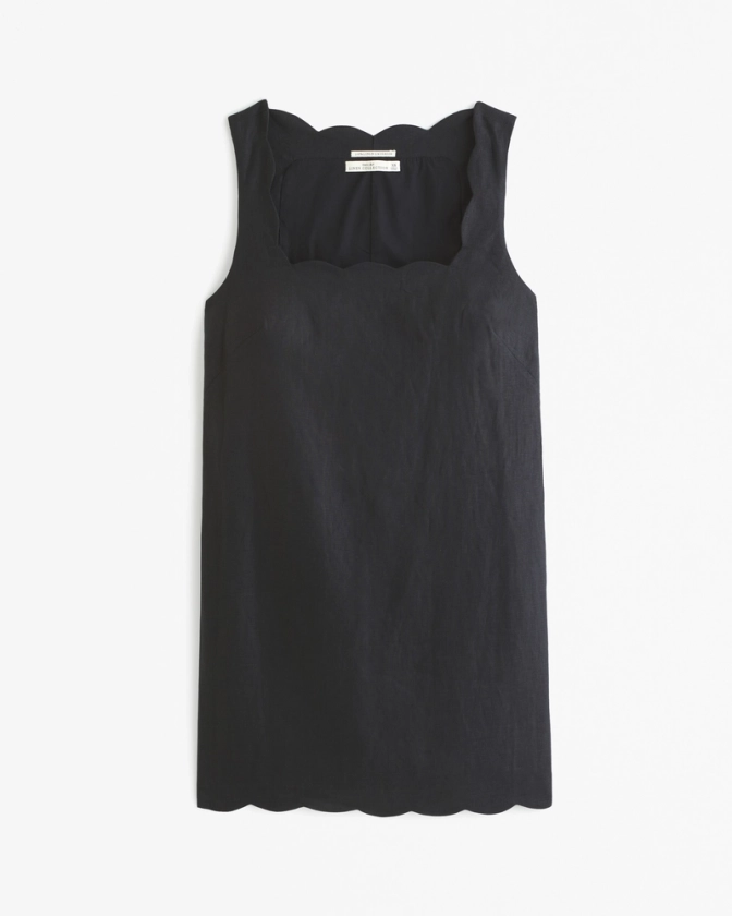 Women's Premium Linen Scalloped Mini Dress | Women's Dresses & Jumpsuits | Abercrombie.com
