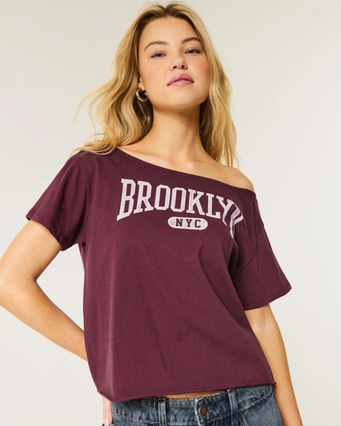 Women's Easy Off-the-Shoulder 25 Graphic Tee | Women's Tops | HollisterCo.com