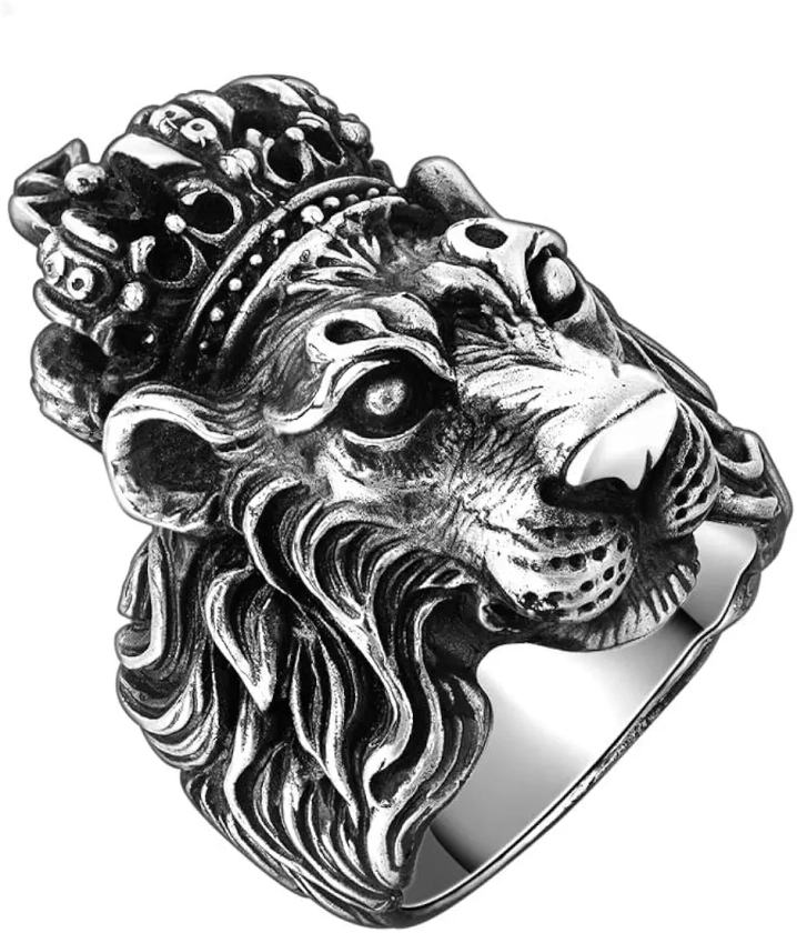 Buy Fashion Frill Charming King Lion Silver Plated Stylish Silver Ring For Men Boys Ring Band Rings Stainless Steel Chain Rings for Men | Accessories Jewellery for Men | Birthday Gift at Amazon.in