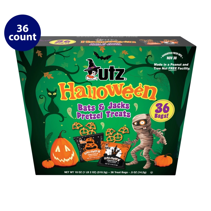 Utz Halloween Bats and Jacks Pretzel Treats, 0.5 oz, 36 Count - Walmart.com