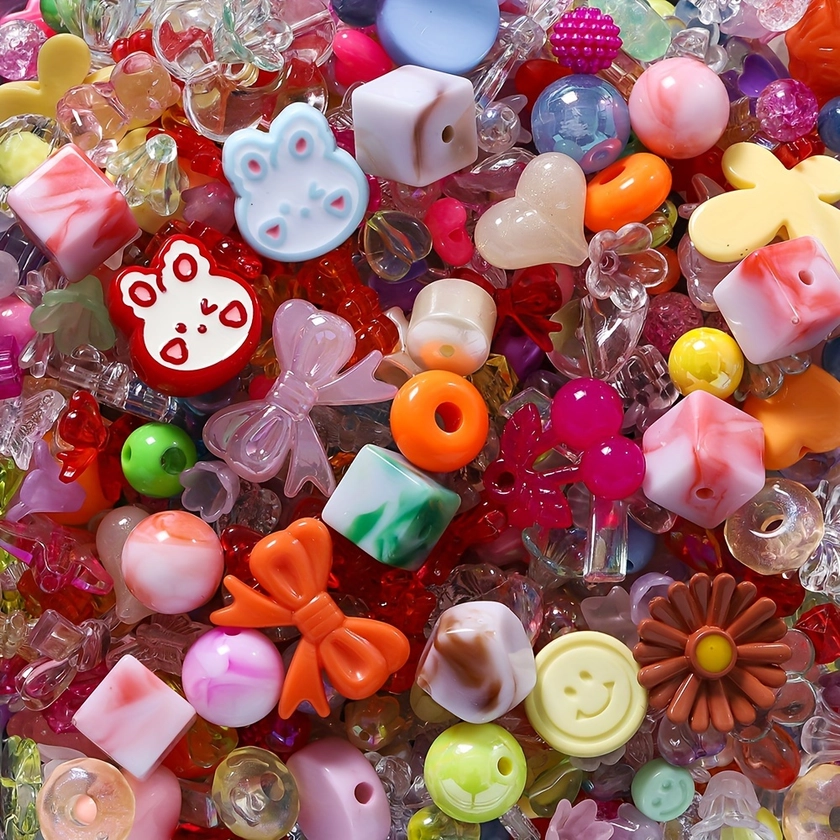 20g/0.7oz Mixed Style Cartoon Bear, Star, Butterfly, Heart, Bow Loose Spacer Acrylic Beads For Jewelry Making DIY Creative Bracelets Necklaces Phone C