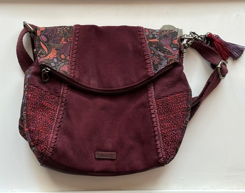 Sakroots - Artist Circle Fold Over Crossbody Wanderlust Maroon