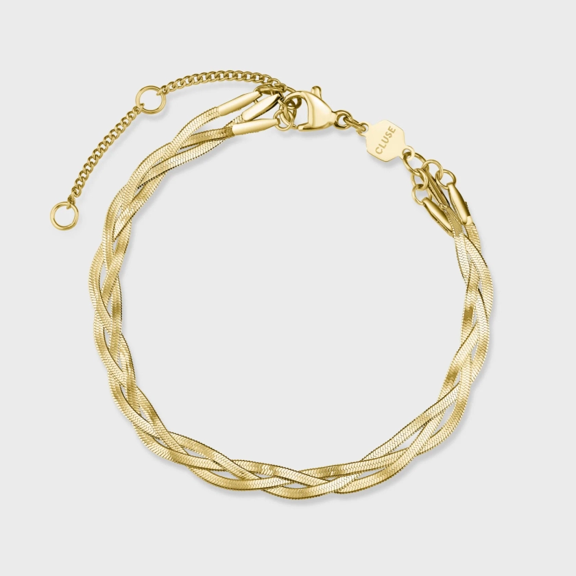 Élevé Braided Snake Bracelet, Gold Colour