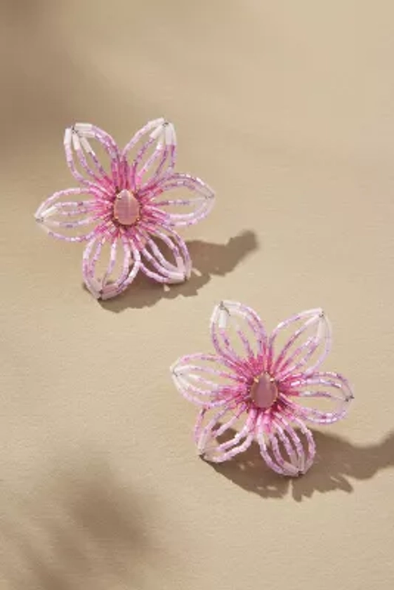 Small Beaded Floral Post Earrings