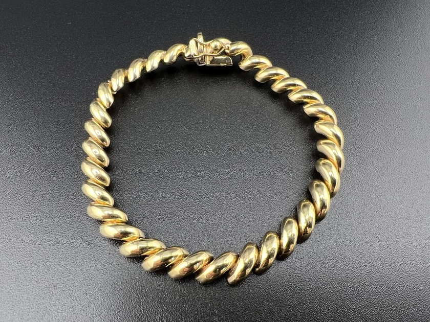 ITALY 14K YG YELLOW GOLD SAN MARCO LINK BRACELET 7.25" 12.8g