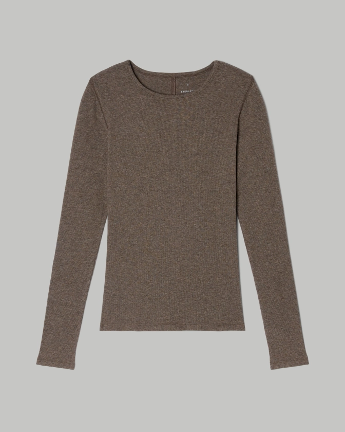 The Luxe Micro-Rib Long-Sleeve Crew