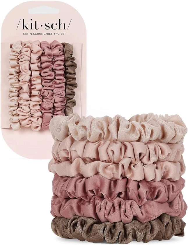Amazon.com : Kitsch Satin Hair Scrunchies for Women - Softer Than Silk Scrunchies for Hair | Satin Scrunchies for Girls | Satin Hair Ties for Women, Silk Hair Ties No Damage, Silk Ponytail Holders, 6pcs Terracotta : Beauty & Personal Care