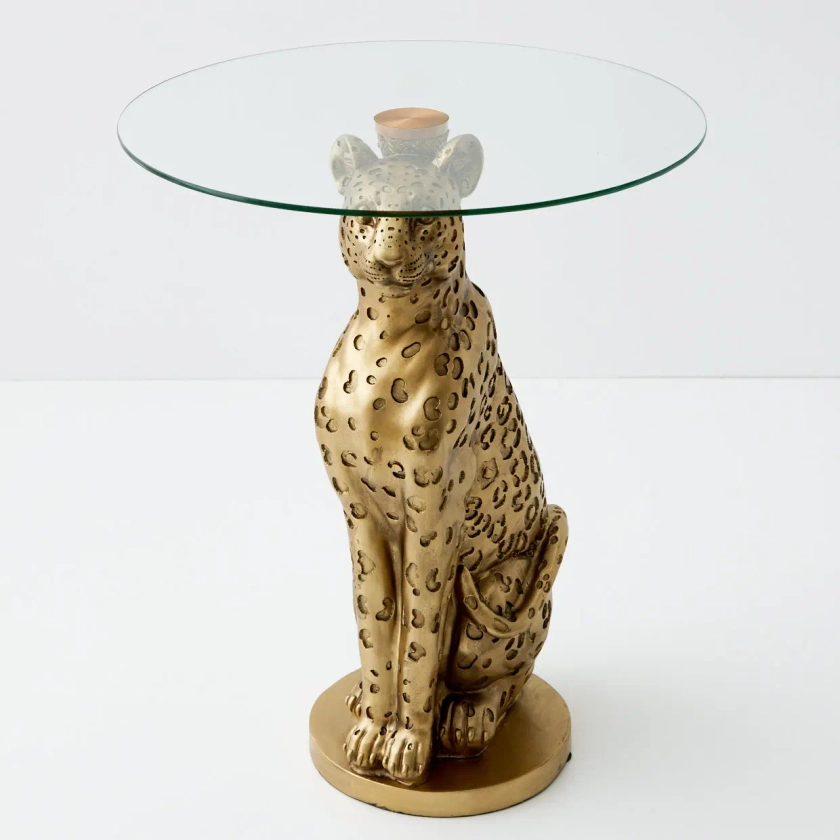 Resin Leopard Side Table Gold