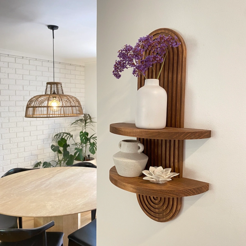 Modern Wooden Shelf, Fluted Arch, Floating Wall Shelf, Home Housewarming Gift Present, Wood Decor, Minimalist, Elegant, Interior Design, - Etsy France