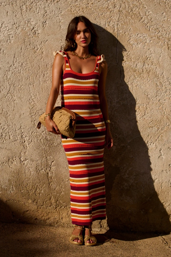 Robe Liya rayé terracotta