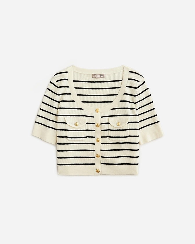 Button-up sweater-tee in stripe
