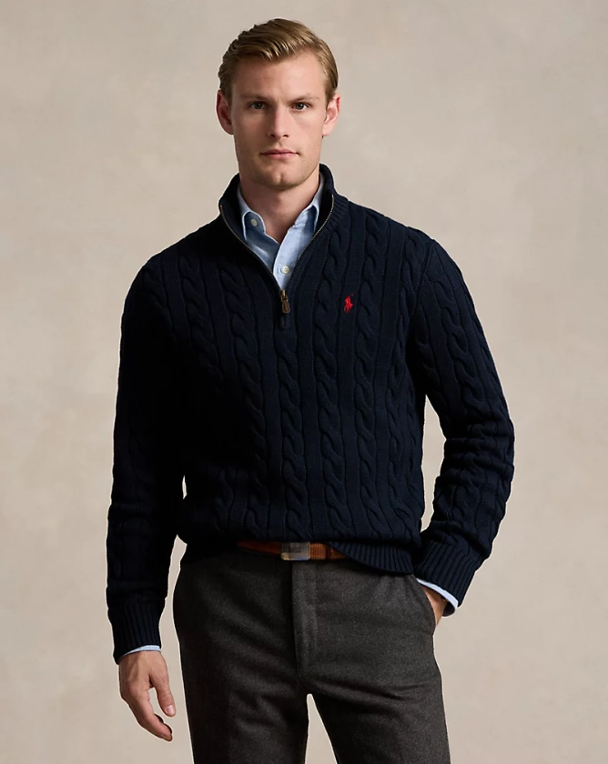 Maglia in cotone a trecce con cerniera da uomo | Ralph Lauren® IT