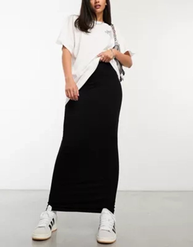 ASOS DESIGN - Jupe droite longue - Noir