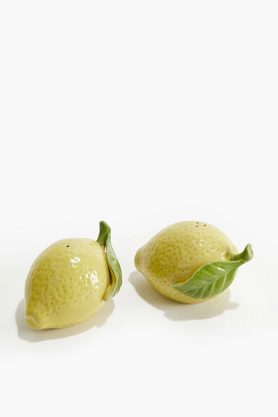 Salière et poivrière en grès cérame - Jaune/citron - Home All | H&M FR