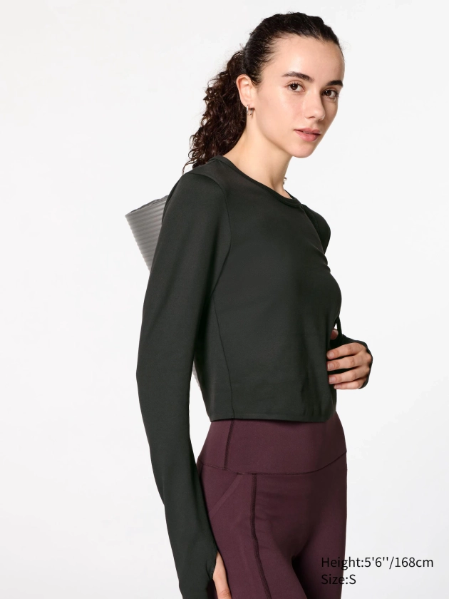 Women's Ultra Stretch AIRism Cropped T-Shirt (Long Sleeve) | UNIQLO UK