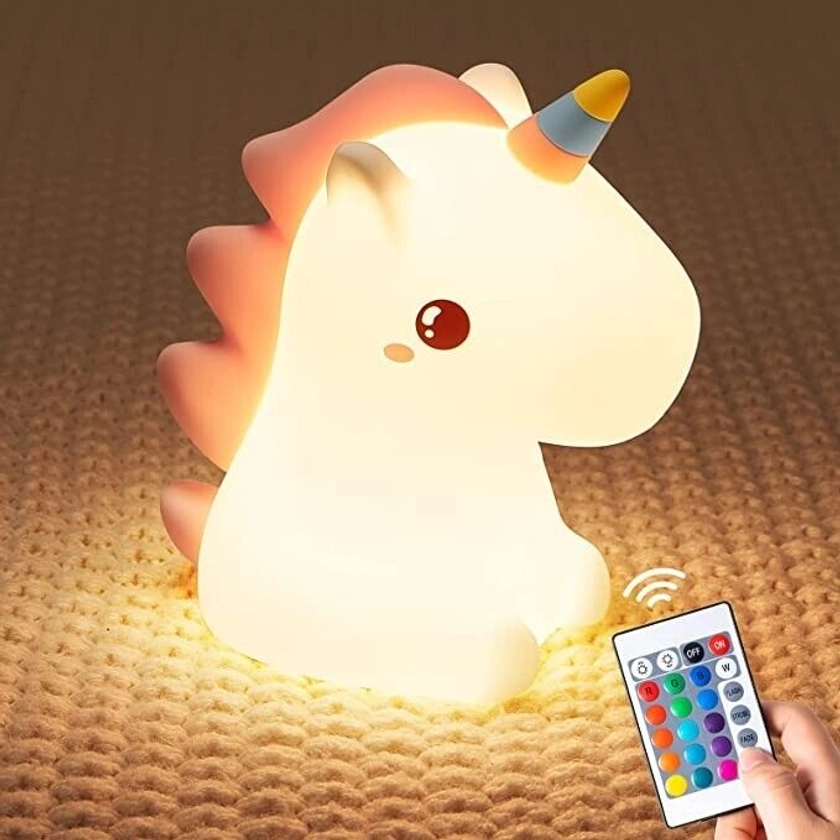 Æxalon Unicorn Night Light for Kids, 16 Color Changing Nursery Portable Lamp