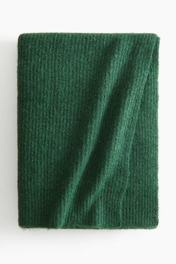 Rib-knit blanket - Dark green - Home All | H&M GB