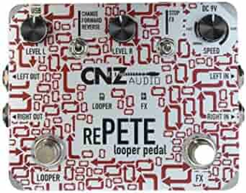 CNZ Audio Re-Pete Stereo Looper Guitar Effects Pedal, Unlimited Overdub, Dual Input & Output Loop, Forward, Reverse, Volume Control, True Bypass, & Much More