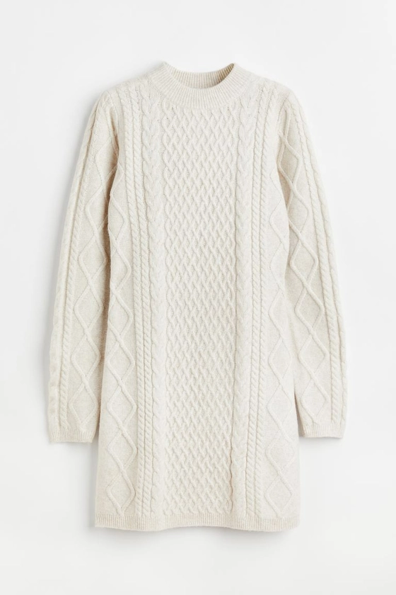 Cable-knit dress - Natural white - Ladies | H&M GB