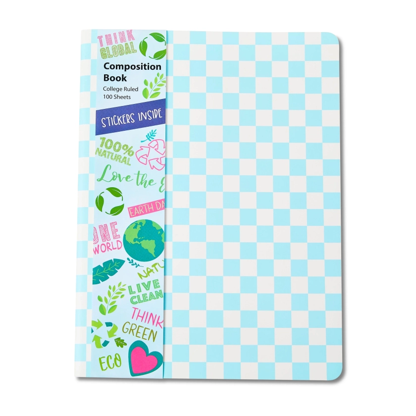 Pen+Gear Composition Notebook, 9.5" x 7.125", College Ruled, 100 Sheets, Earth Stickers